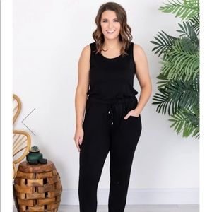LET'S BE HAPPY BLACK JUMPSUIT